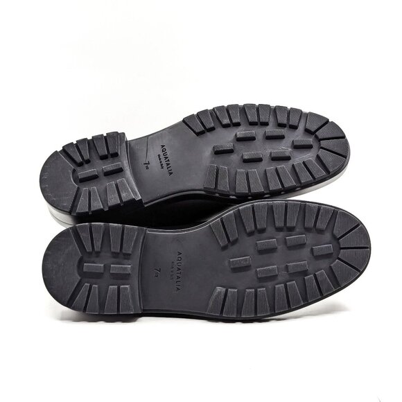 Aquatalia Women Liana Black Leather Harness Moto biker Knee boots size 7.5 - Picture 7 of 11